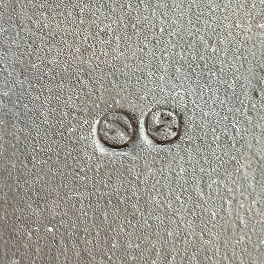 Black Clay Trinket Dish Tray Plate With Raised Edges 8.5 in Unique Marked